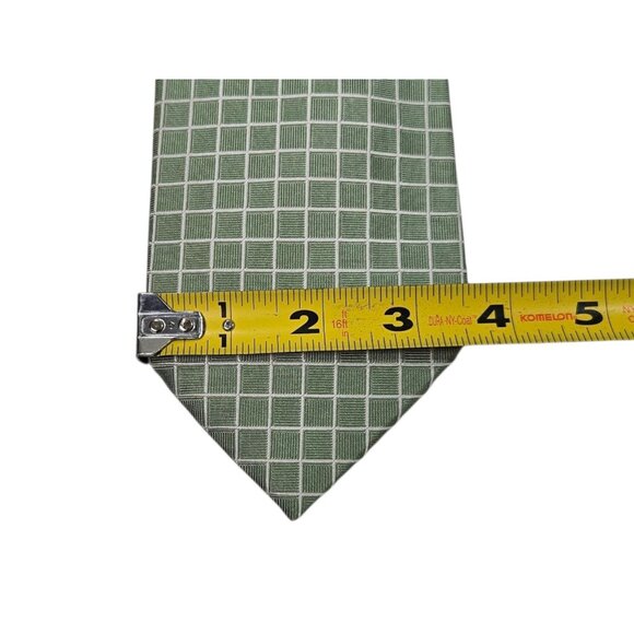 Burberry London Neck Tie Silk Geometric Green Textured Grid 58.5" Made in Italy - Picture 10 of 10